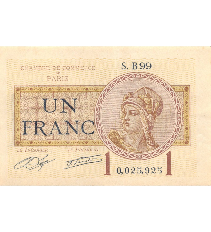 CHAMBRE DE COMMERCE DE PARIS - 1 FRANC 10-03-1920