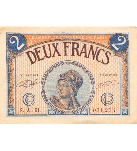 CHAMBRE DE COMMERCE DE PARIS - 2 FRANCS 10-03-1920