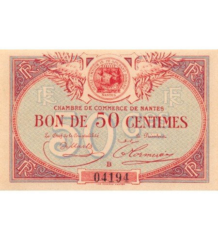CHAMBRE DE COMMERCE DE NANTES - 50 CENTIMES 1918