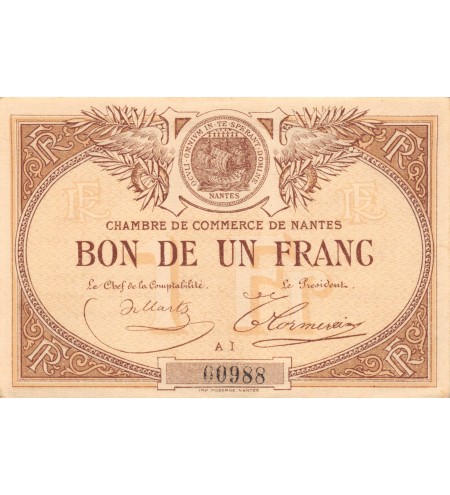 CHAMBRE DE COMMERCE DE NANTES - 1 FRANC 1918