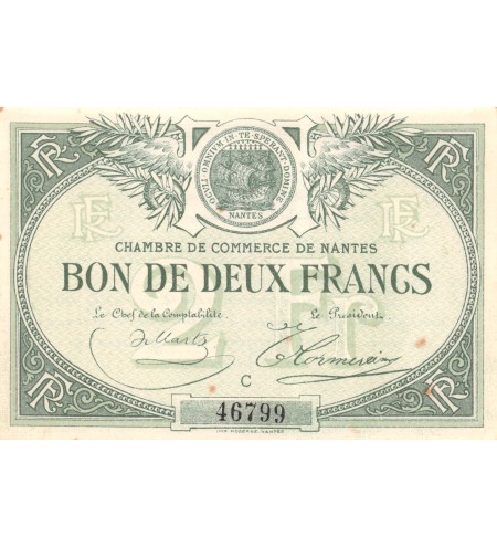 CHAMBRE DE COMMERCE DE NANTES - 2 FRANCS 1918