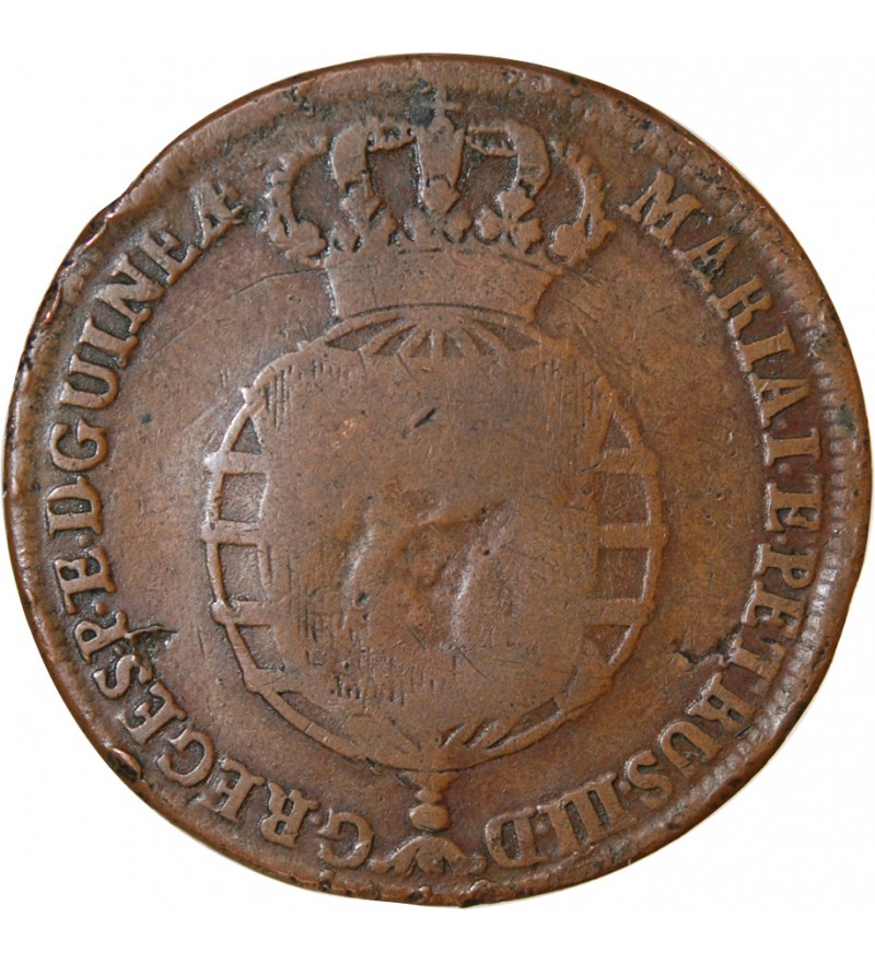 ANGOLA, MARIA I ET PEDRO III - 1 MACUTA 1786 AVEC CONTREMARQUE