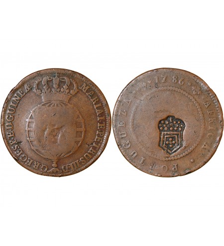 ANGOLA, MARIA I ET PEDRO III - 1 MACUTA 1786 AVEC CONTREMARQUE