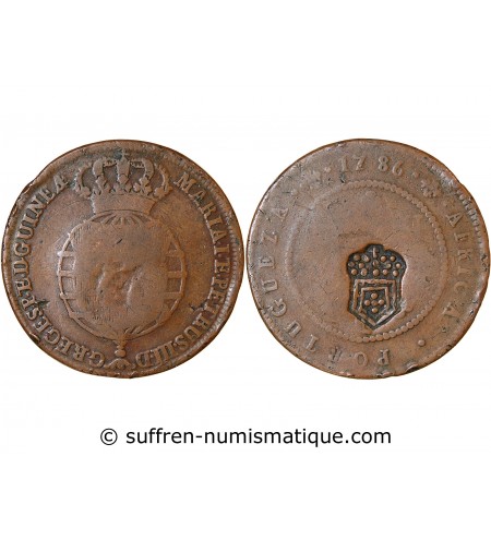 ANGOLA, MARIA I ET PEDRO III - 1 MACUTA 1786 AVEC CONTREMARQUE