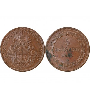 VATICAN, PIE IX - 5 BAIOCCHI 1858 ROME AN IV 2
