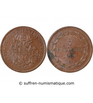 VATICAN, PIE IX - 5 BAIOCCHI 1858 ROME AN IV
