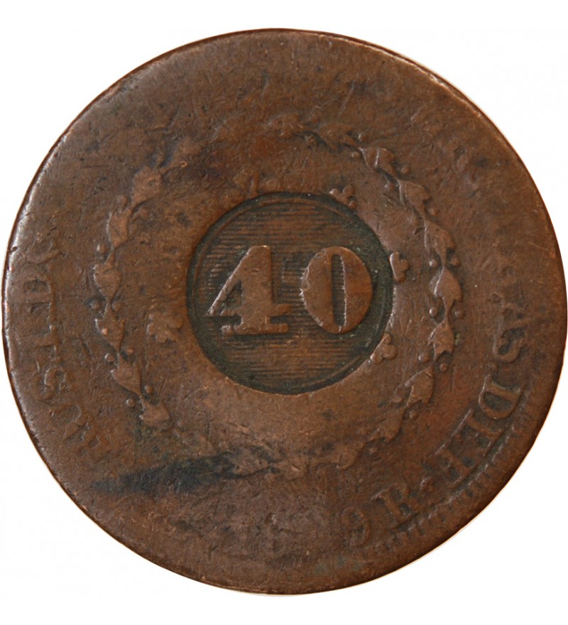 BRESIL, PEDRO I - 40 REIS CONTREMARQUE SUR 80 REIS 1829 B