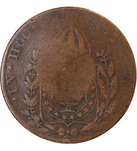 BRESIL, PEDRO I - 40 REIS CONTREMARQUE SUR 80 REIS 1829 B