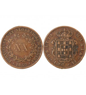 PORTUGAL, MARIE II - 20 REIS 1850 2