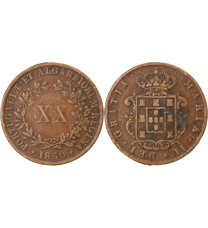 PORTUGAL, MARIE II - 20 REIS 1850