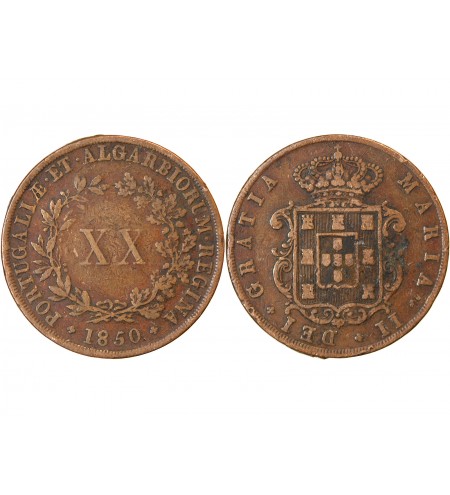 PORTUGAL, MARIE II - 20 REIS 1850
