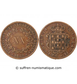 PORTUGAL, MARIE II - 20 REIS 1850