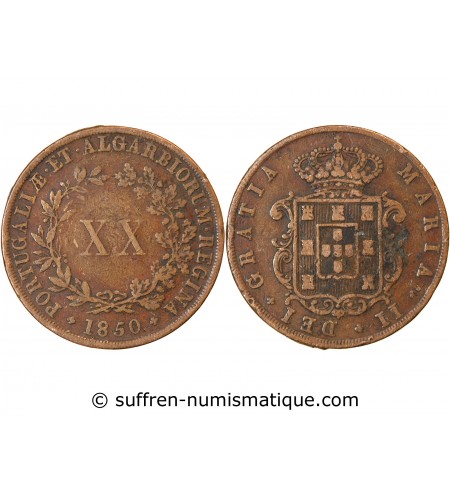 PORTUGAL, MARIE II - 20 REIS 1850