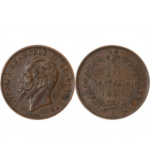 ITALIE, VICTOR EMMANUEL II - 10 CENTESIMI 1867 H BIRMINGHAM 2