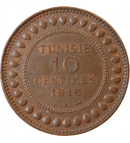 TUNISIE, MUHAMMAD AL-NASIR - 10 CENTIMES 1916 A PARIS