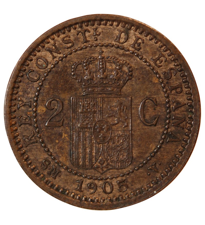 ESPAGNE, ALFONSO XIII - 2 CENTIMOS 1905 SMV