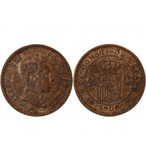 ESPAGNE, ALFONSO XIII - 2 CENTIMOS 1905 SMV 2