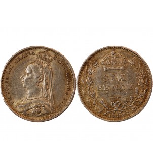 GRANDE-BRETAGNE, VICTORIA - 6 PENCE ARGENT 1888 2