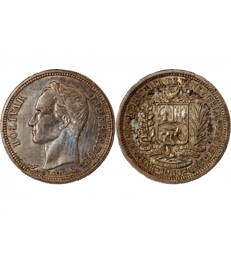 VENEZUELA, SIMON BOLIVAR - 1 BOLIVAR ARGENT 1960
