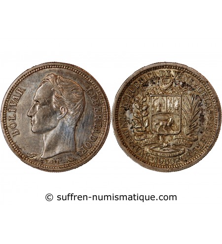 VENEZUELA, SIMON BOLIVAR - 1 BOLIVAR ARGENT 1960