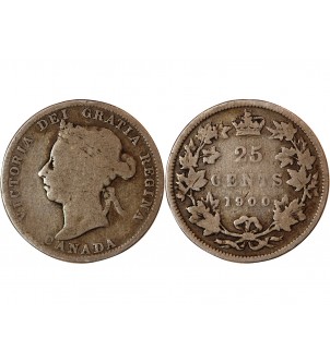 CANADA, VICTORIA - 25 CENTS ARGENT 1900 2