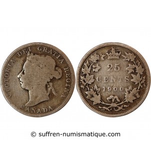 CANADA, VICTORIA - 25 CENTS ARGENT 1900