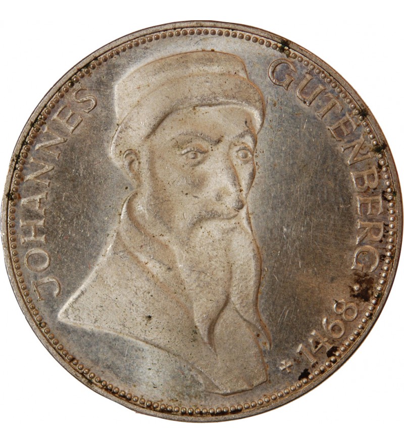 ALLEMAGNE - 5 MARK ARGENT 1968 G KARLSRUHE - GUTEMBERG