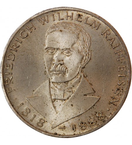 ALLEMAGNE - 5 MARK ARGENT 1968 J HAMBOURG - F.W. RAIFFEISEN