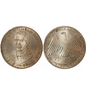 ALLEMAGNE - 5 MARK ARGENT 1968 J HAMBOURG - F.W. RAIFFEISEN 2