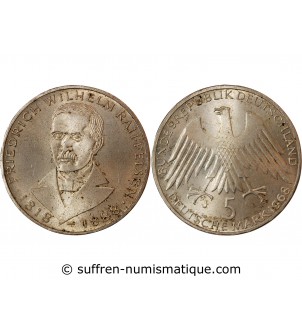 ALLEMAGNE - 5 MARK ARGENT 1968 J HAMBOURG - F.W. RAIFFEISEN