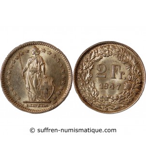 SUISSE - 2 FRANCS ARGENT 1947 B BERNE