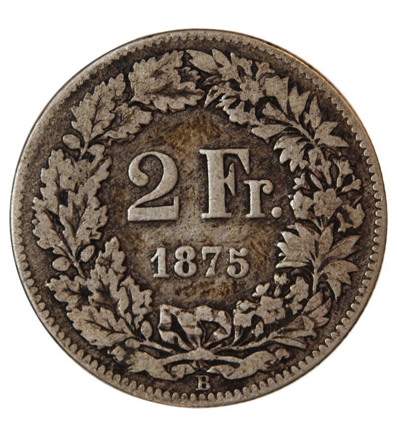SUISSE - 2 FRANCS ARGENT 1875 B BERNE