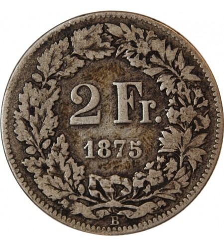 SUISSE - 2 FRANCS ARGENT 1875 B BERNE