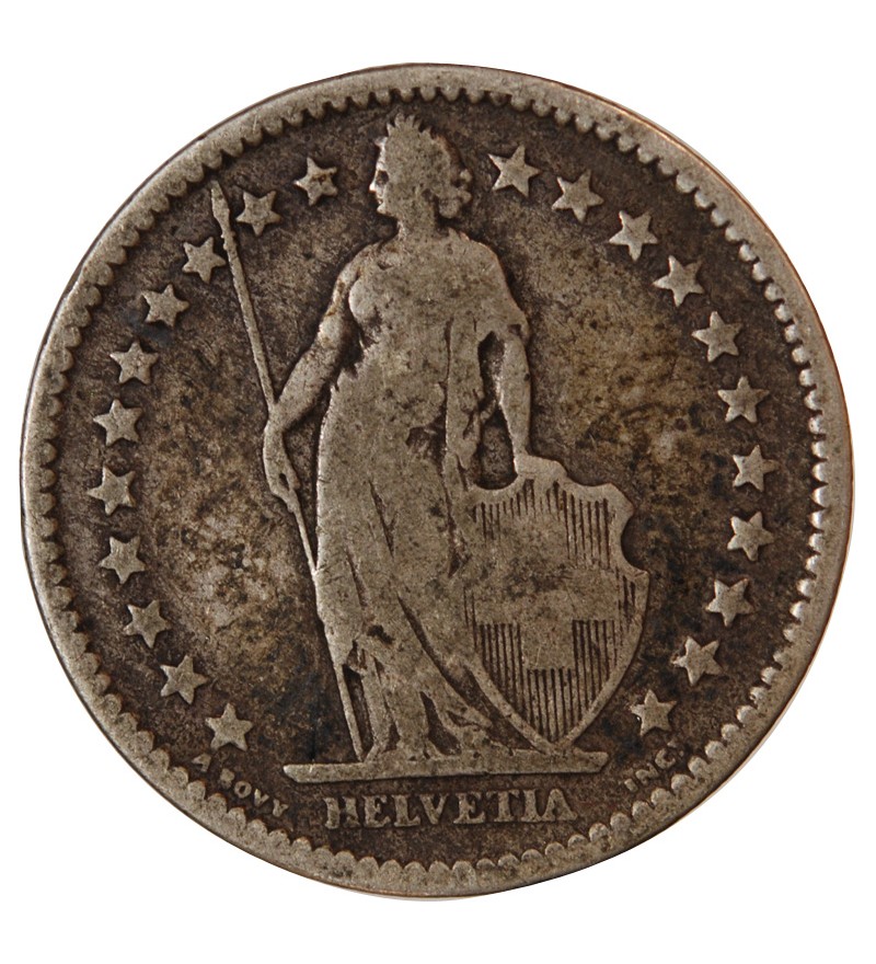 SUISSE - 2 FRANCS ARGENT 1875 B BERNE