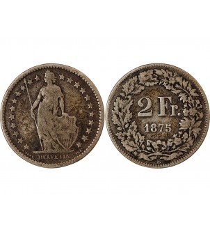 SUISSE - 2 FRANCS ARGENT 1875 B BERNE 2