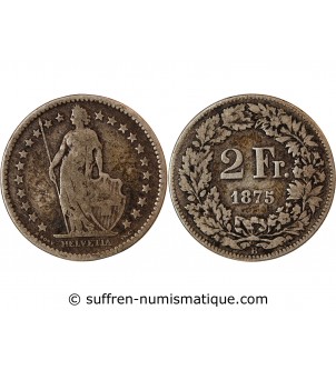 SUISSE - 2 FRANCS ARGENT 1875 B BERNE