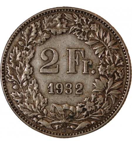 SUISSE - 2 FRANCS ARGENT 1932 B BERNE