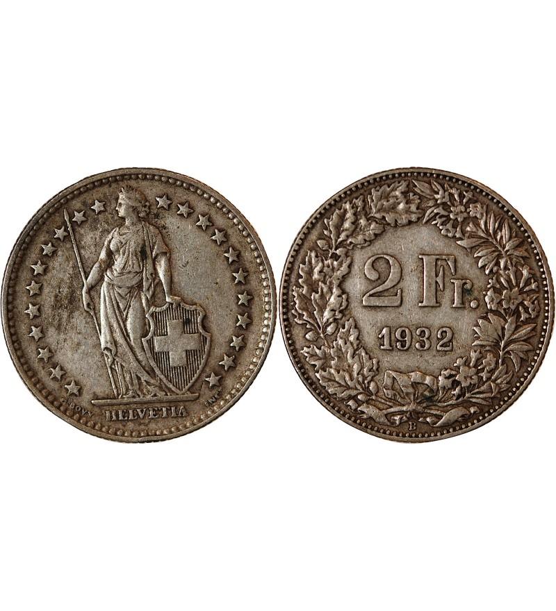 SUISSE - 2 FRANCS ARGENT 1932 B BERNE