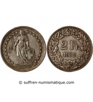 SUISSE - 2 FRANCS ARGENT 1932 B BERNE