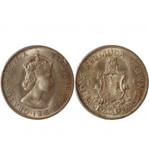 BERMUDES, ELISABETH II - CROWN ARGENT 1964 2