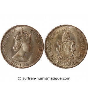 BERMUDES, ELISABETH II - CROWN ARGENT 1964
