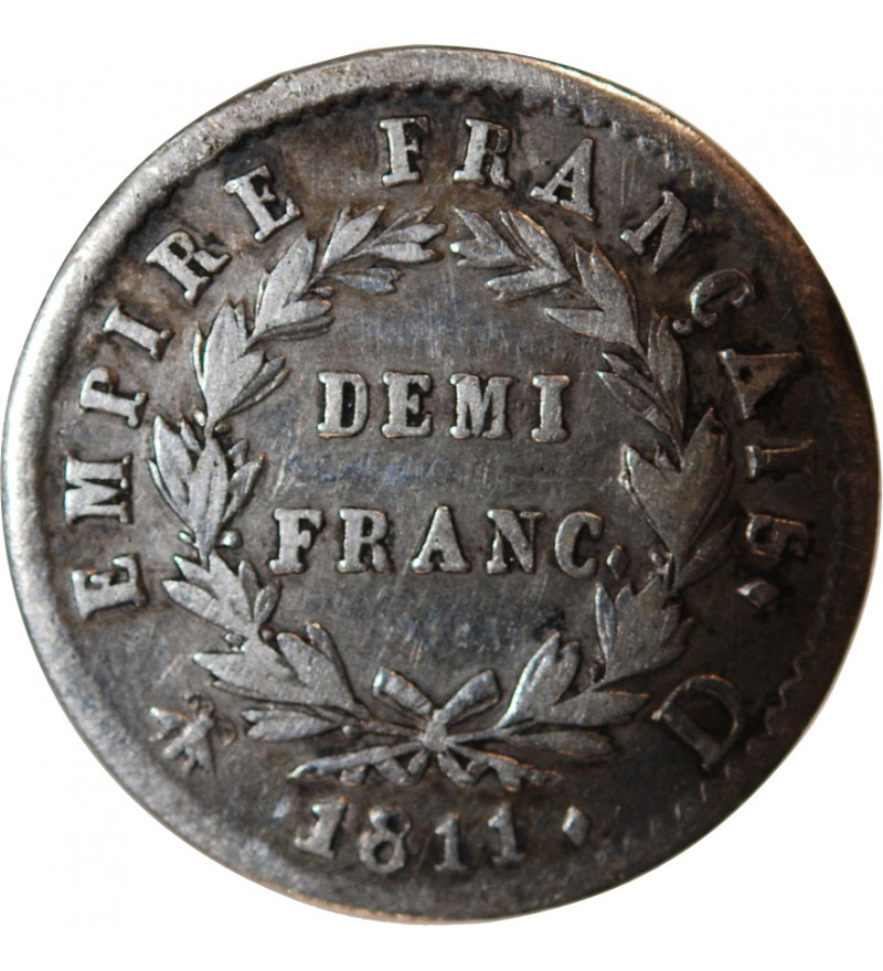 NAPOLEON Ier - 1/2 FRANC ARGENT 1811 D LYON