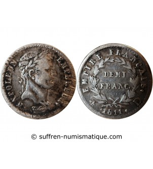 NAPOLEON Ier - 1/2 FRANC ARGENT 1811 D LYON