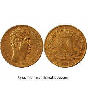 CHARLES X - 20 FRANCS OR 1827 A PARIS "4,5 Feuilles"﻿