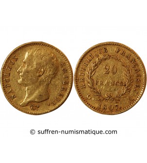 NAPOLEON Ier﻿ - 20 FRANCS OR 1807 A PARIS "Type Transitoire"﻿