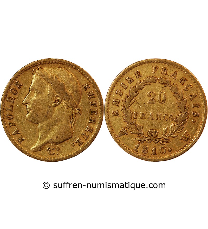 NAPOLEON Ier - 20 FRANCS OR 1810 W LILLE