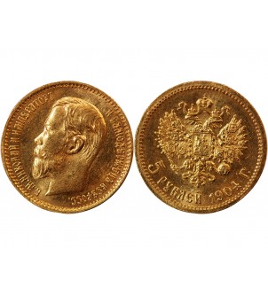RUSSIE, NICOLAS II - 5 ROUBLES OR 1904 2