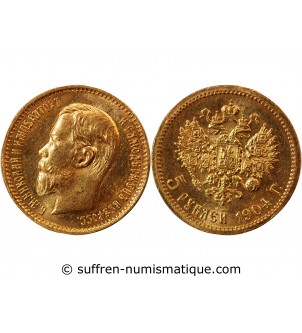 RUSSIE, NICOLAS II - 5 ROUBLES OR 1904