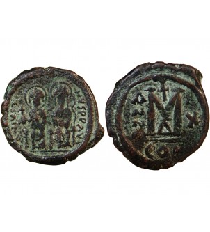 JUSTIN II ET SOPHIE - FOLLIS AN 10 CONSTANTINOPLE 2