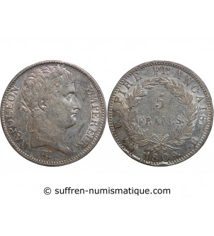 France 5 FRANCS NAPOLEON I  1809 B ROUEN